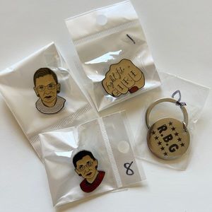 Ruth Bader Gingsburg Enamel Pins and Keychain